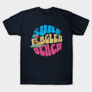 Surf Flagler Beach Florida Vintage Surfboard Surfing T-Shirt